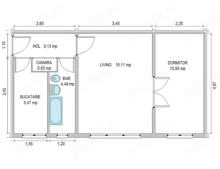 Apartament cu 2 camere semidecomandat în Șagului