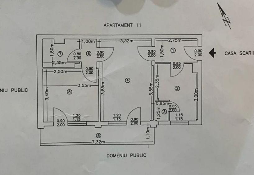 Apartament cu 2 camere semidecomandat în Central