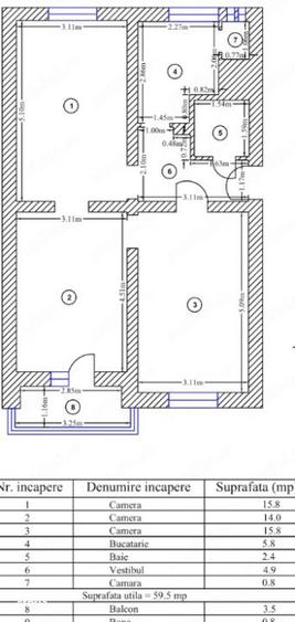 Apartament cu 3 camere decomandat în Floreasca