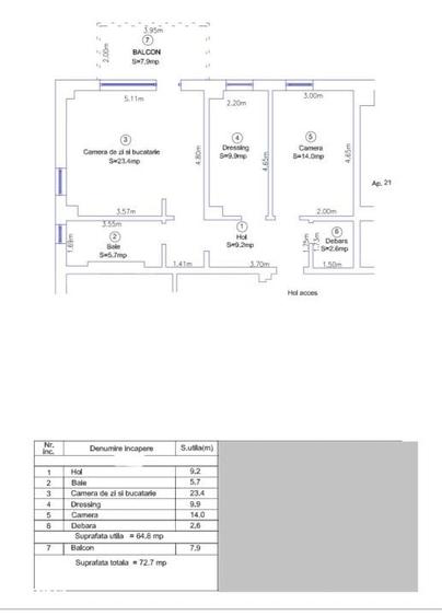 Apartament cu 3 camere în Fabric
