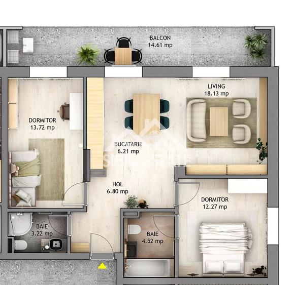 Apartament de vanzare cu 3 camere, 2 bai  etaj 1 bloc cu lift - 7