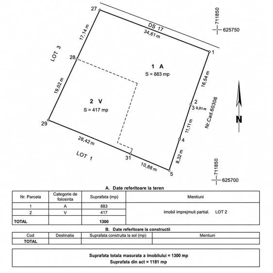 Teren Construcții intravilan de 1300 mp, în Osoi (Comarna)