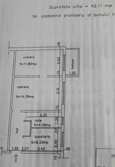 Apartament cu 2 camere semidecomandat în Exterior Vest