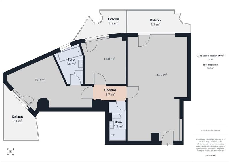 Apartament cu 3 camere semidecomandat în Grivița