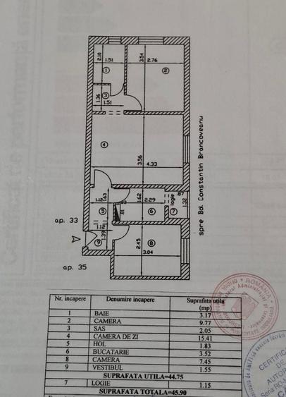 Apartament cu 3 camere semidecomandat, mobilat în Brâncoveanu