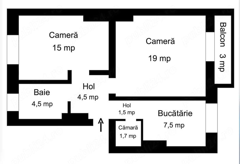 Apartament cu 2 camere decomandat în Bălcescu