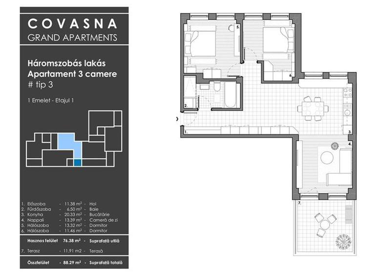 Apartament cu 18 camere decomandat în Central