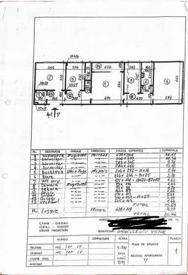 Apartament cu 4 camere semidecomandat în Militari