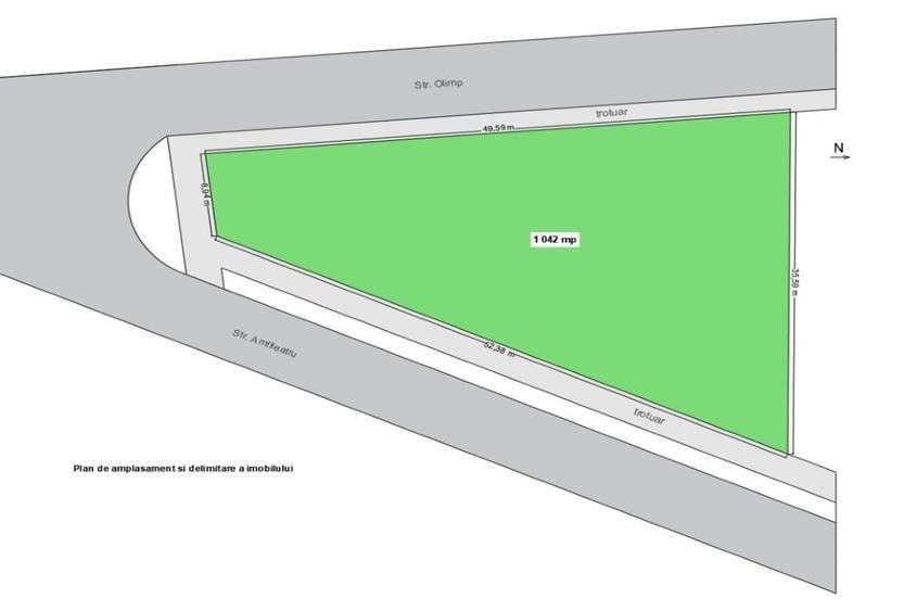 Teren Construcții intravilan de 1042 mp, în Central