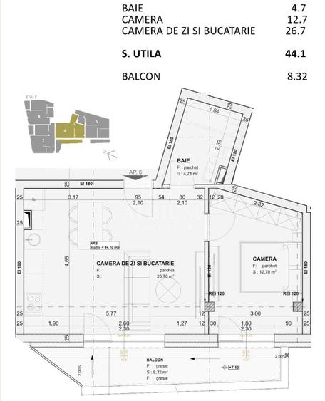 Apartament 2 camere bloc nou, mp 44,1 utili cu 8,32 balcon, zona Centr - 1