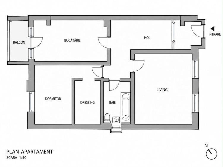 Apartament cu 2 camere decomandat în Exterior Vest