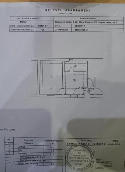 Garsonieră decomandată, mobilată în Tineretului