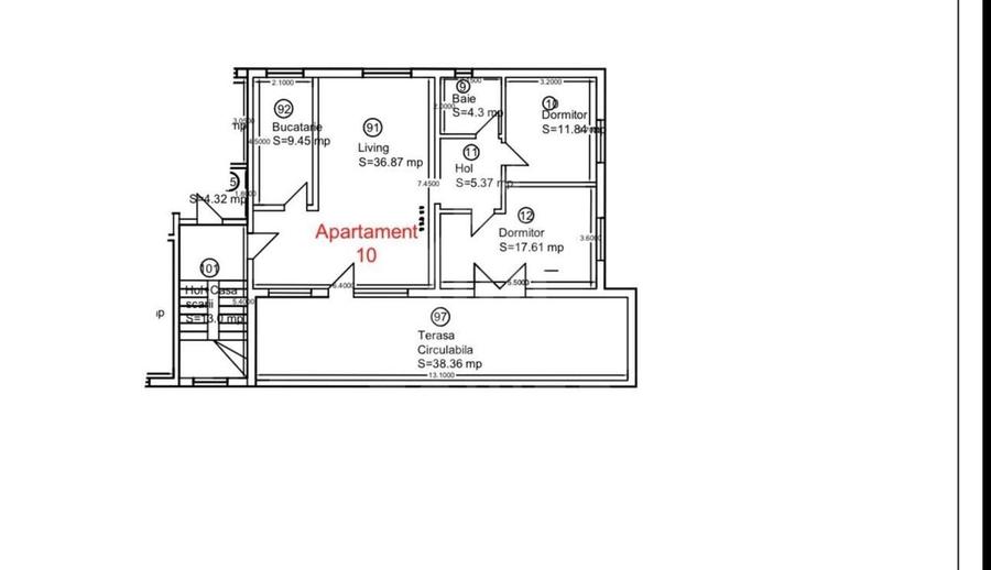 Apartament cu 3 camere în Central