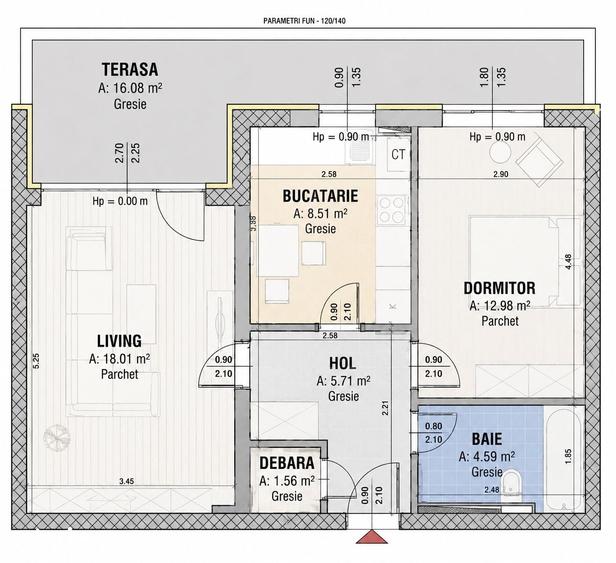 Apartament cu 2 camere decomandat în Tractorul