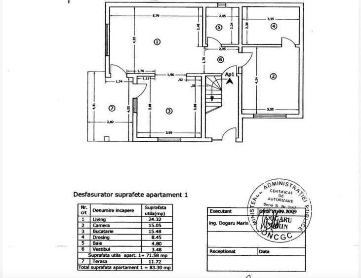 Apartament cu 2 camere semidecomandat în Central