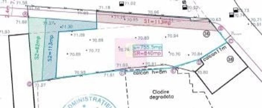 Teren Construcții intravilan de 755 mp, în P-ța Unirii