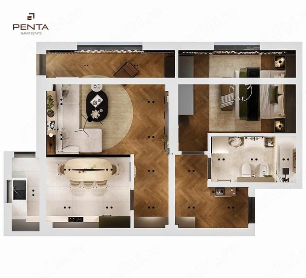Apartament cu 2 camere decomandat în Central
