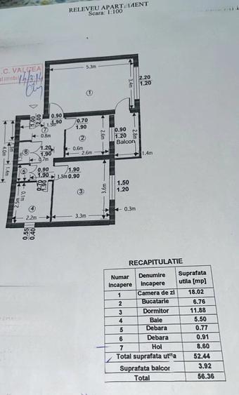 Apartament cu 2 camere decomandat în Central
