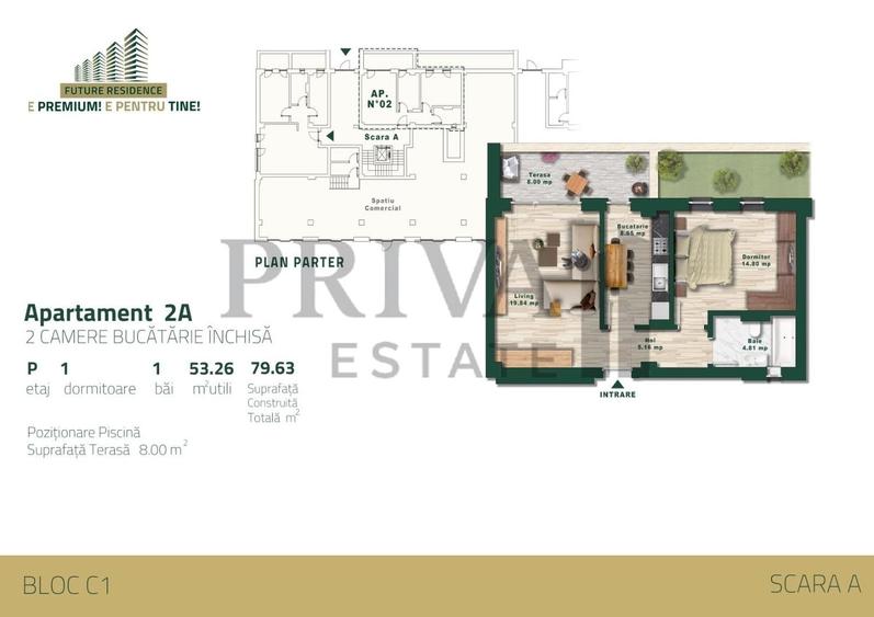 Apartament cu 2 camere decomandat în Torontalului