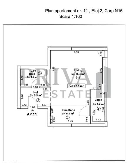 Apartament cu 2 camere în Nord