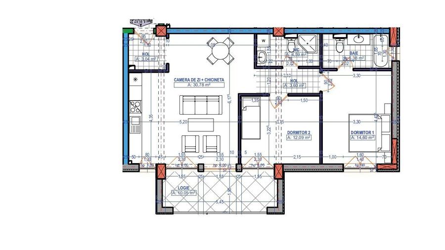 Apartament cu 3 camere decomandat în Aradului