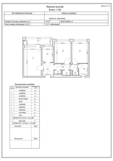 Apartament cu 3 camere decomandat în Militari