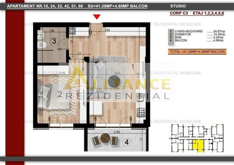 Apartament cu 2 camere decomandat în Sud