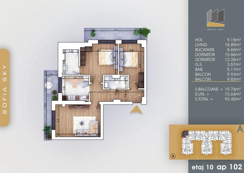 Apartament cu 3 camere semidecomandat în Theodor Pallady — fotografia 3