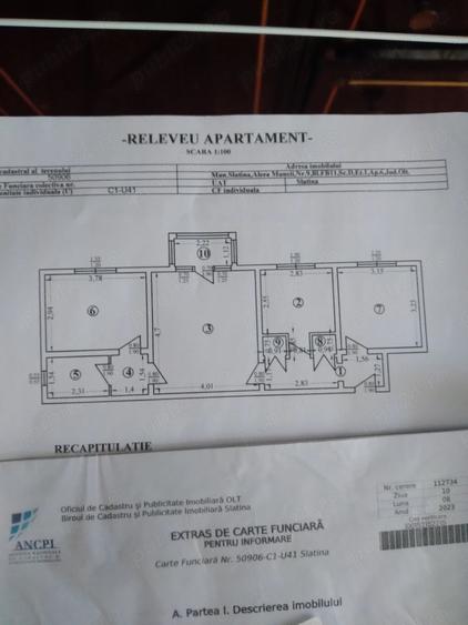 Apartament cu 3 camere semidecomandat în Est