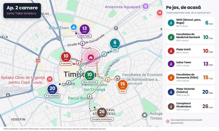 Apartament cu 2 camere decomandat în Take Ionescu
