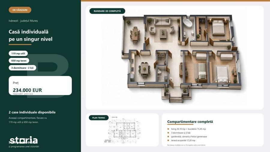 Casă cu 4 camere cu Teren 650 Mp în Central