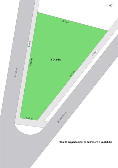 Teren de 1042 mp, în Olimp