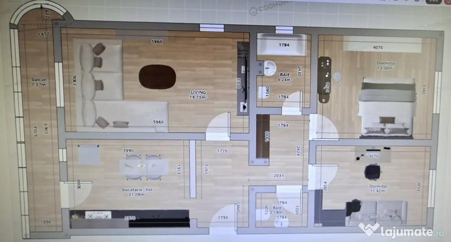 Apartament cu 3 camere decomandat în Scriitorilor