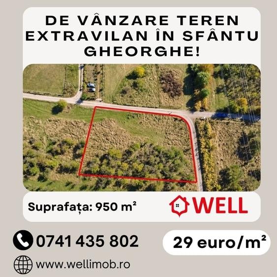Teren extravilan de 950 mp, în Nord