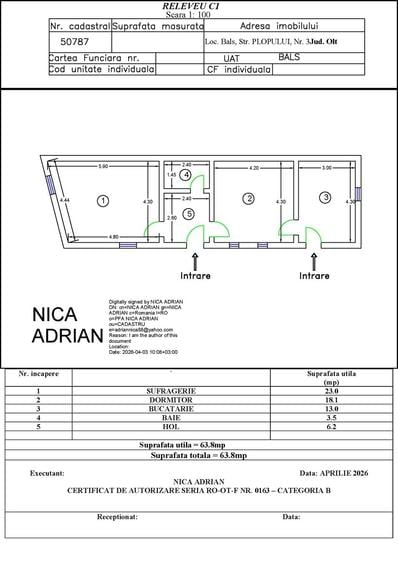 Casă cu 2 camere cu Teren 650 Mp în Central