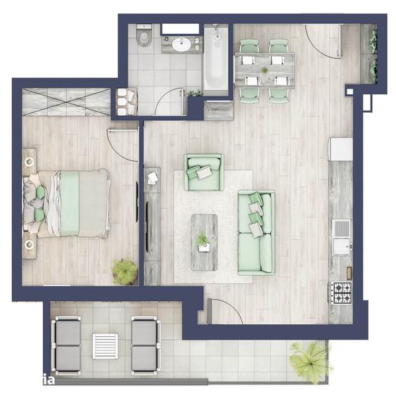 Apartament cu 2 camere, mobilat în Turnișor