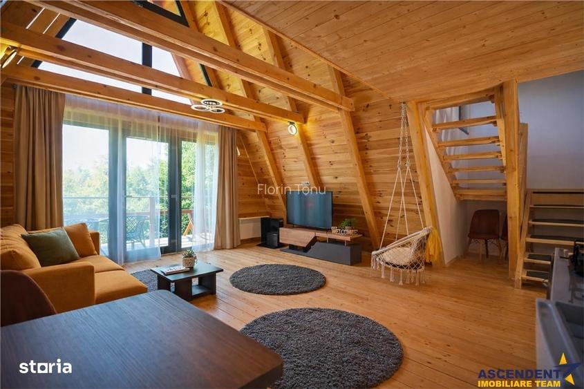 Eleganta,echipata casa A Frame, 800 mp teren,deschidere Piatra Craiulu