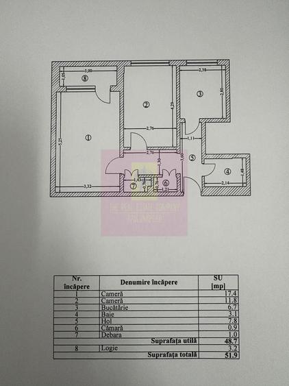Apartament cu 2 camere decomandat în Titan