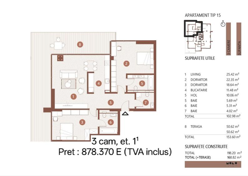 3 camere tip duplex | Terasa 20 mp | Floreasca | Cladire noua 2026 | Premium - 15
