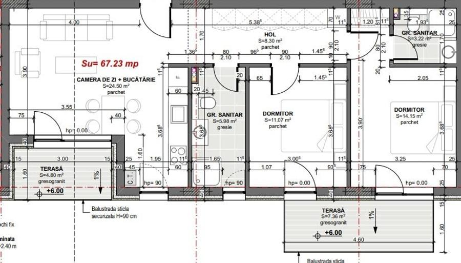 Apartament cu 3 camere semidecomandat în Apahida