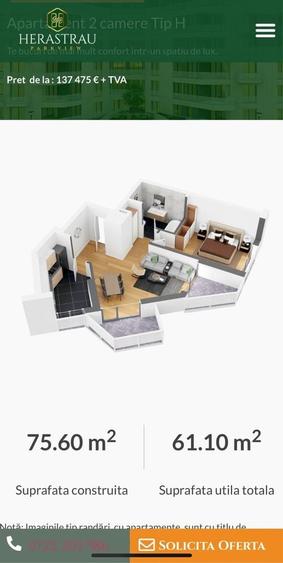 Apartament cu 2 camere decomandat în Herăstrău