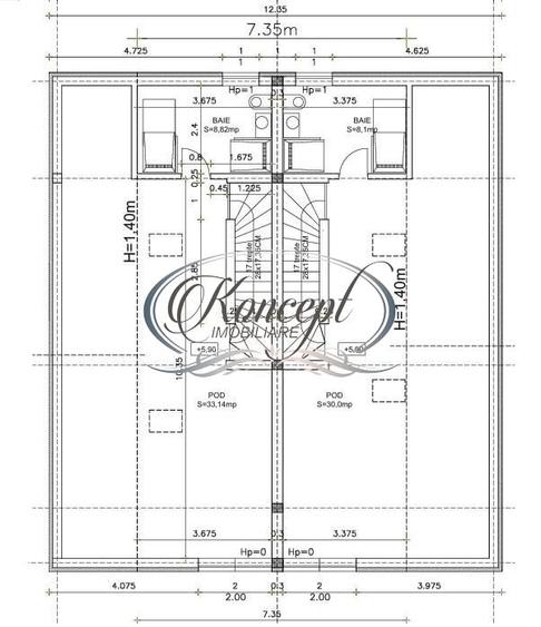 Duplex cu 5 camere cu Canalizare în Dâmbul Rotund