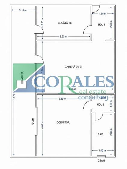 Apartament cu 2 camere semidecomandat, mobilat în Chișoda