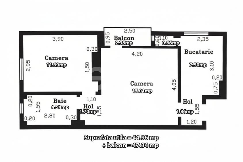 Apartament cu 2 camere nedecomandat, mobilat în Buziaș