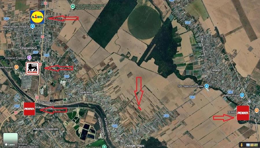 Teren de 1000 mp, în Copăceni