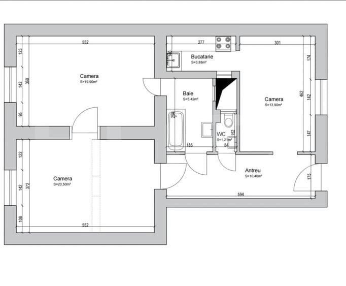 Apartament cu 3 camere semidecomandat, mobilat în Semicentral