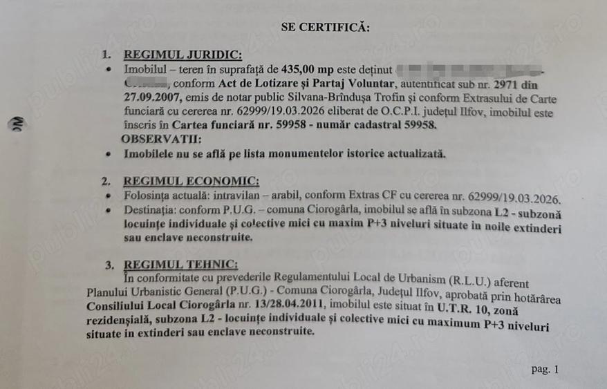 Teren de 500 mp, în Ciorogârla