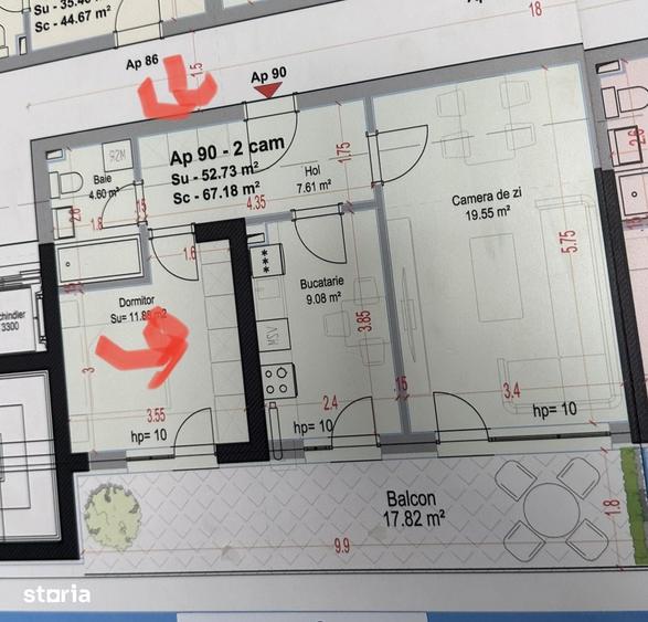 Apartament cu 2 camere decomandat în Titan