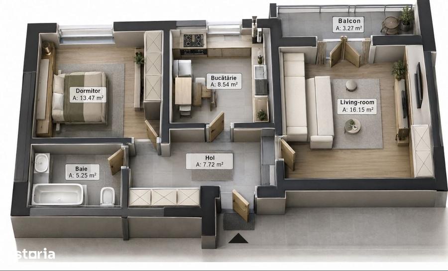 Apartament cu 2 camere în Dobroești
