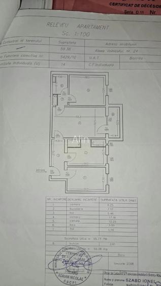 Apartament cu 3 camere semidecomandat în Central